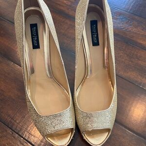White House Black Market Shimmering Gold Heels